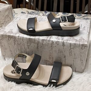 KURU Glide Black Sandals Size 8 Orthopedic Arch Support For Plantar Fascitis